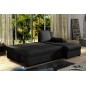 Canapé d'angle convertible - GILO - en tissu luxe 3/4 places, noir, angle droit (vu de face) Canapé d'angle convertible - GILO - en tissu luxe 3/4 places, noir, angle droit (vu de face)