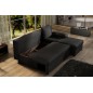 Canapé d'angle convertible - GILO - en tissu luxe 3/4 places, noir, angle droit (vu de face) Canapé d'angle convertible - GILO - en tissu luxe 3/4 places, noir, angle droit (vu de face)