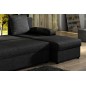 Canapé d'angle convertible - GILO - en tissu luxe 3/4 places, noir, angle droit (vu de face) Canapé d'angle convertible - GILO - en tissu luxe 3/4 places, noir, angle droit (vu de face)