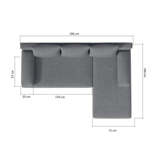 Canapé d'angle convertible - GILO - en tissu luxe 3/4 places, noir, angle droit (vu de face)