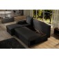 Canapé d'angle convertible - GILO - en tissu luxe 3/4 places, noir, angle gauche (vu de face)