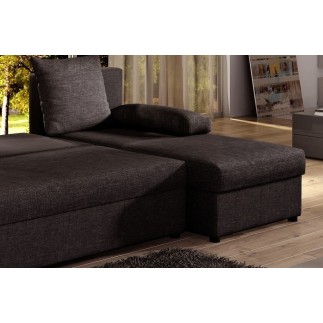 Canapé d'angle convertible - GILO - en tissu luxe 3/4 places, chocolat, angle droit (vu de face)