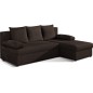 Canapé d'angle convertible - GILO - en tissu luxe 3/4 places, chocolat, angle droit (vu de face)