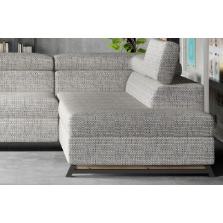 Canapé d'angle convertible - KARL - en tissu luxe 5 places, gris, angle droit (vu de face)