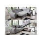 Canapé d'angle convertible - KARL - en tissu luxe 5 places, gris, angle droit (vu de face) Canapé d'angle convertible - KARL - en tissu luxe 5 places, gris, angle droit (vu de face)