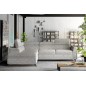 Canapé d'angle convertible - KARL - en tissu luxe - 5 places, gris, angle gauche (vu de face) Canapé d'angle convertible - KARL - en tissu luxe - 5 places, gris, angle gauche (vu de face)