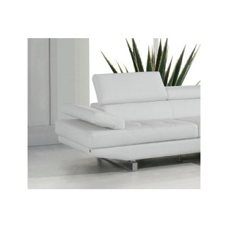 Canapé d'angle en cuir italien 6 places BIRKIN, blanc, angle droit