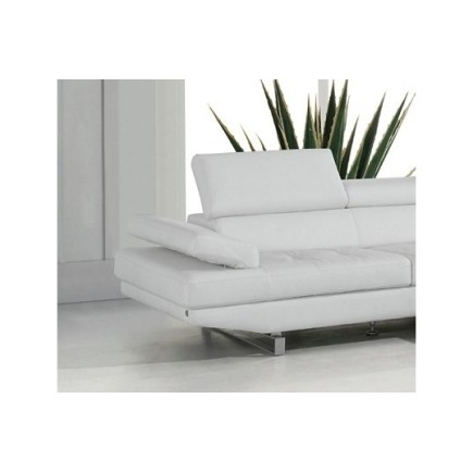 Canapé d'angle en cuir italien 6 places BIRKIN, blanc, angle droit