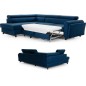 Canapé d'angle convertible - KARL VELOURS - en tissu prestige bleu - 5 places, angle gauche (vu de face) Canapé d'angle convertible - KARL VELOURS - en tissu prestige bleu - 5 places, angle gauche (vu de face)