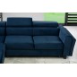 Canapé d'angle convertible - KARL VELOURS - en tissu prestige bleu - 5 places, angle gauche (vu de face) Canapé d'angle convertible - KARL VELOURS - en tissu prestige bleu - 5 places, angle gauche (vu de face)