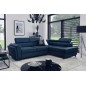 Canapé d'angle convertible - KARL VELOURS - en tissu prestige bleu, 5 places, angle droit (vu de face)