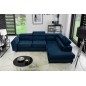 Canapé d'angle convertible - KARL VELOURS - en tissu prestige bleu, 5 places, angle droit (vu de face)