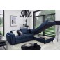 Canapé d'angle convertible - KARL VELOURS - en tissu prestige bleu, 5 places, angle droit (vu de face)