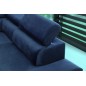Canapé d'angle convertible - KARL VELOURS - en tissu prestige bleu, 5 places, angle droit (vu de face)
