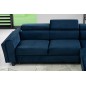 Canapé d'angle convertible - KARL VELOURS - en tissu prestige bleu, 5 places, angle droit (vu de face)