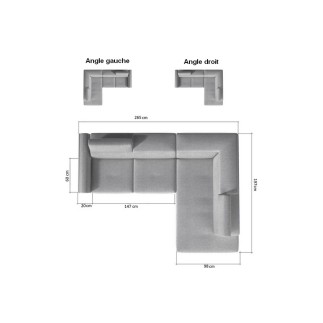 Canapé d'angle convertible - KARL VELOURS - en tissu prestige bleu, 5 places, angle droit (vu de face)