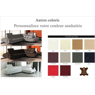 Canapé d'angle en cuir italien 6 places BIRKIN, couleur personnalisée