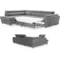 Canapé d'angle convertible - KARL VELOURS - en tissu prestige - 5 places, gris clair, angle gauche (vu de face)