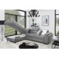 Canapé d'angle convertible - KARL VELOURS - en tissu prestige - 5 places, gris clair, angle gauche (vu de face)