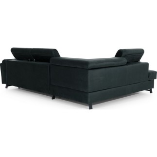 Canapé d'angle convertible - KARL VELOURS - en tissu prestige, 5 places, gris anthracite, angle droit (vu de face)