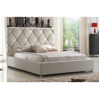 Lit en cuir italien de luxe ENJOY, blanc