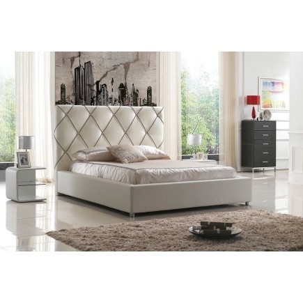 Lit en cuir italien de luxe ENJOY, blanc, 140x190