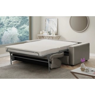 Canapé 3 places convertible en cuir italien de luxe CORAIL, GRIS CLAIR