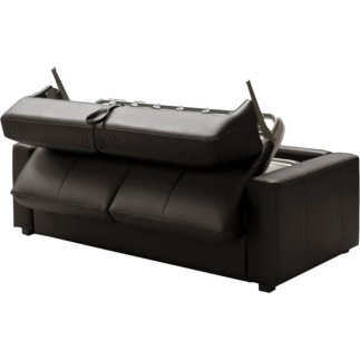 Canapé 3 places convertible en cuir italien de luxe CORAIL, chocolat