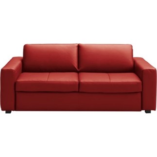 Canapé 3 places convertible en cuir italien de luxe CORAIL, Rouge foncé