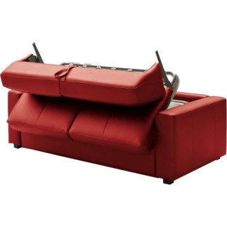 Canapé 3 places convertible en cuir italien de luxe CORAIL, Rouge foncé