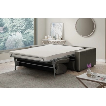 Canapé 3 places convertible en cuir italien de luxe CORAIL, gris foncé