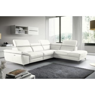 2EME paiement de la commande: Canapé d'angle relax en 100% tout cuir épais de luxe italien avec relax électrique, 5/6 places kas
