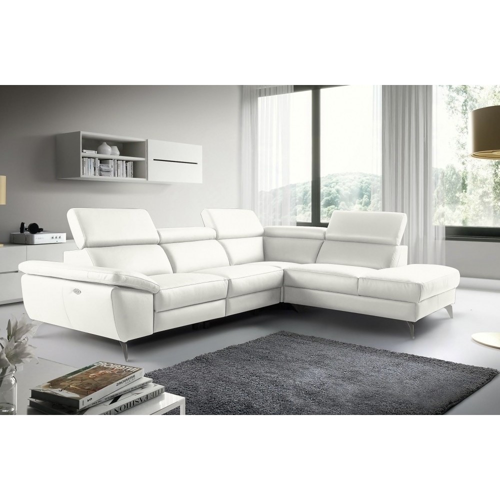 2EME paiement de la commande: Canapé d'angle relax en 100% tout cuir épais de luxe italien avec relax électrique, 5/6 places kas