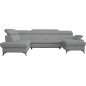 Canapé d'angle convertible en 100 % TOUT cuir italien de luxe 7/8 places WARINI avec coffre, gris clair, angle gauche Canapé d'angle convertible en 100 % TOUT cuir italien de luxe 7/8 places WARINI avec coffre, gris clair, angle gauche