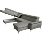 Canapé d'angle convertible en 100 % TOUT cuir italien de luxe 7/8 places WARINI avec coffre, gris clair, angle gauche Canapé d'angle convertible en 100 % TOUT cuir italien de luxe 7/8 places WARINI avec coffre, gris clair, angle gauche