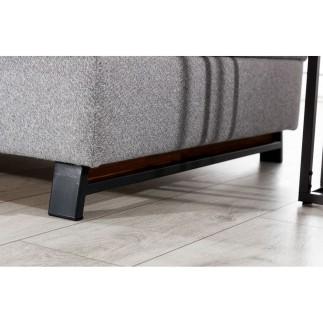 - Canapé d'angle convertible - KARL - en tissu prestige, 5 places, gris , angle gauche (vu de face)