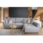 Canapé d'angle convertible - LARSON - en tissu Luxe, 5 places, gris , angle droit (vu de face)