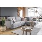 Canapé d'angle convertible - LARSON - en tissu Luxe, 5 places, gris , angle droit (vu de face)