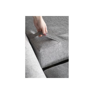 Canapé d'angle convertible - LARSON - en tissu Luxe - 5 places, gris , angle gauche (vu de face)
