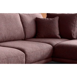 Canapé d'angle convertible - LARSON - en tissu Luxe, 5 places, bordeaux, angle droit (vu de face)