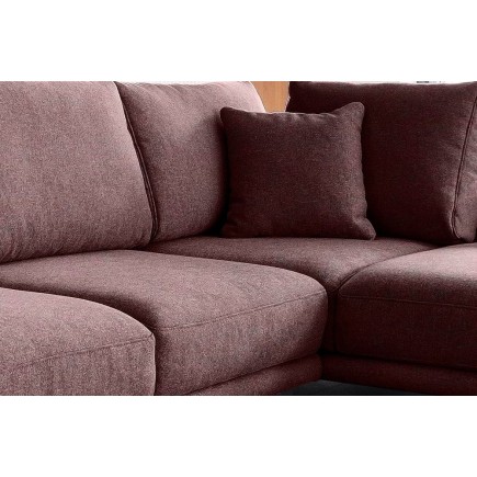 Canapé d'angle convertible - LARSON - en tissu Luxe, 5 places, bordeaux, angle droit (vu de face)