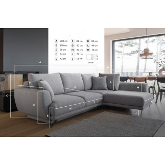 Canapé d'angle convertible - LARSON - en tissu Luxe, 5 places, bordeaux, angle droit (vu de face)