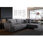 Canapé d'angle convertible - LARSON - en tissu Luxe, 5 places, gris foncé, angle droit (vu de face) Canapé d'angle convertible - LARSON - en tissu Luxe, 5 places, gris foncé, angle droit (vu de face)