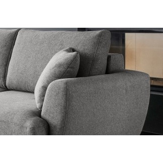 Canapé d'angle convertible - LARSON - en tissu Luxe - 5 places, gris foncé, angle gauche (vu de face)