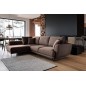 Canapé d'angle convertible - LARSON - en tissu Luxe - 5 places, marron, angle gauche (vu de face) Canapé d'angle convertible - LARSON - en tissu Luxe - 5 places, marron, angle gauche (vu de face)