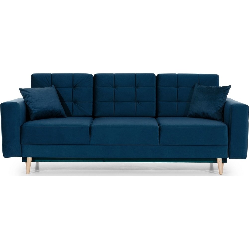 Canapé 3 places convertible - en tissu de qualité bleu, ASVENA VELOURS Canapé 3 places convertible - en tissu de qualité bleu, ASVENA VELOURS