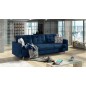 Canapé 3 places convertible - en tissu de qualité bleu, ASVENA VELOURS Canapé 3 places convertible - en tissu de qualité bleu, ASVENA VELOURS