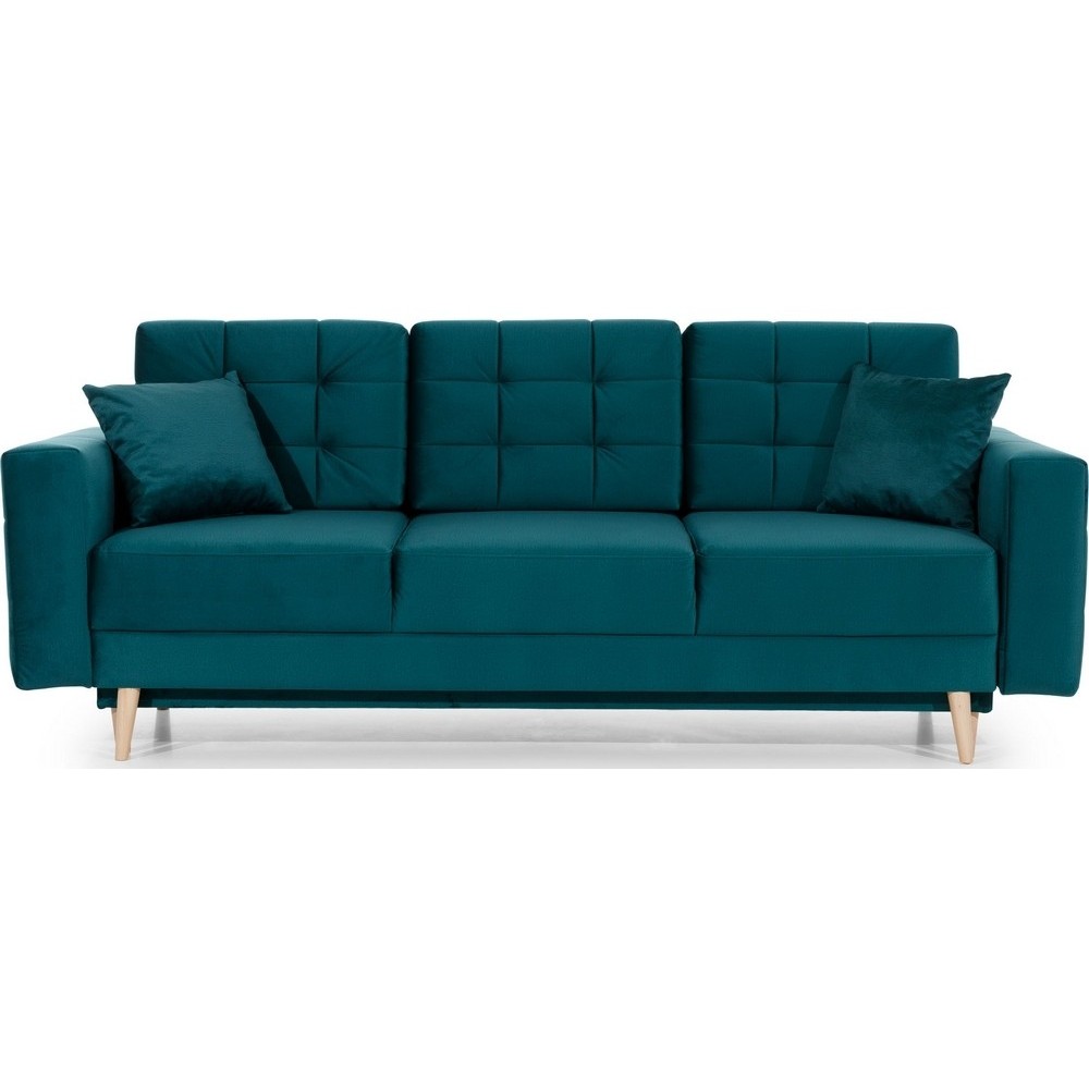 Canapé 3 places convertible - en tissu de qualité vert, ASVENA VELOURS Canapé 3 places convertible - en tissu de qualité vert, ASVENA VELOURS