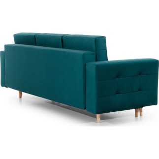 Canapé 3 places convertible - en tissu de qualité vert, ASVENA VELOURS