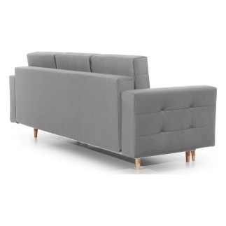 Canapé 3 places convertible - en tissu de qualité gris clair, ASVENA VELOURS